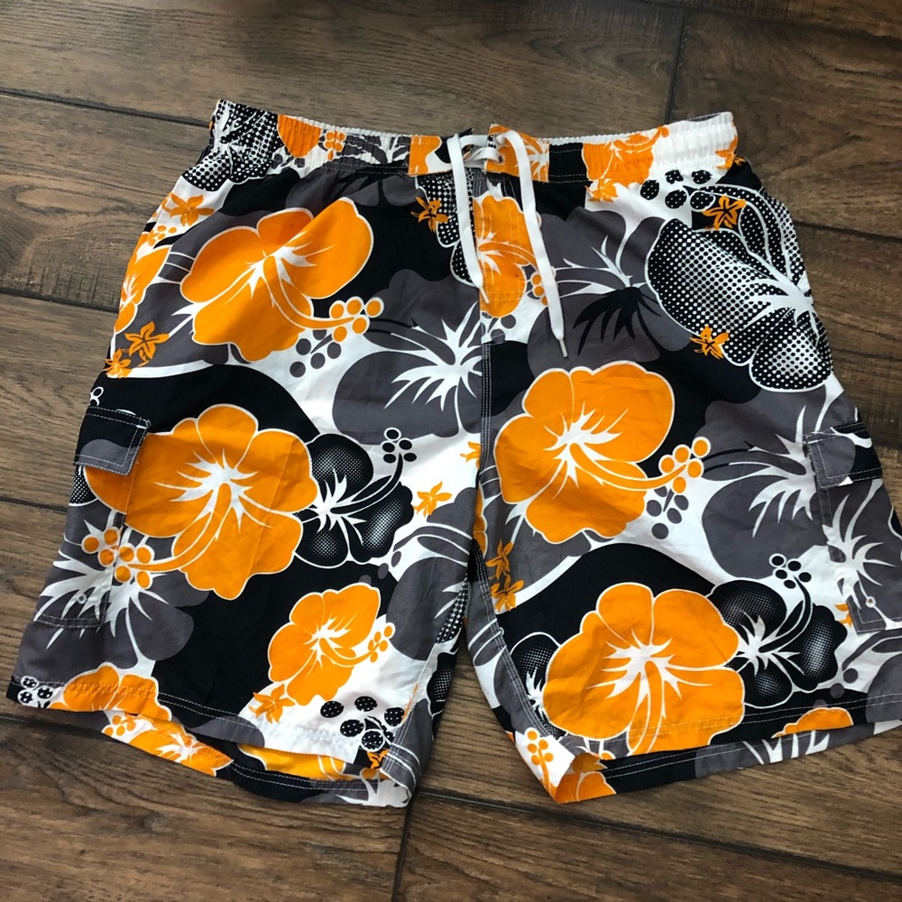 RS Surf Hawaiian print swim shorts - Picture 1 of 9